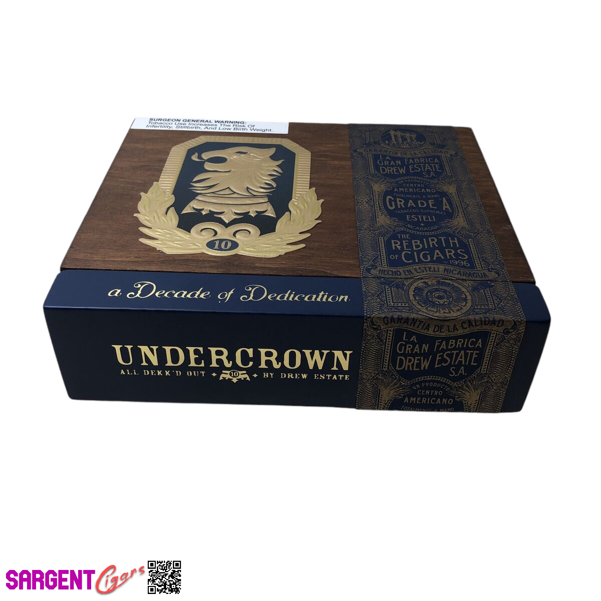 Undercrown 10 Corona Viva Empty Wooden Cigar Box 7.75x7x2