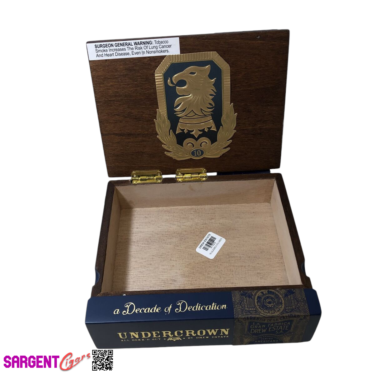 Undercrown 10 Corona Viva Empty Wooden Cigar Box 7.75x7x2