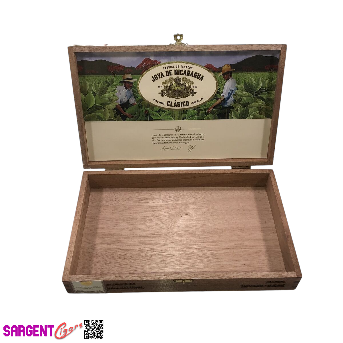 Joya De Nicaragua Clasico Torpedo Empty Wooden Cigar Box 11.5x7x2