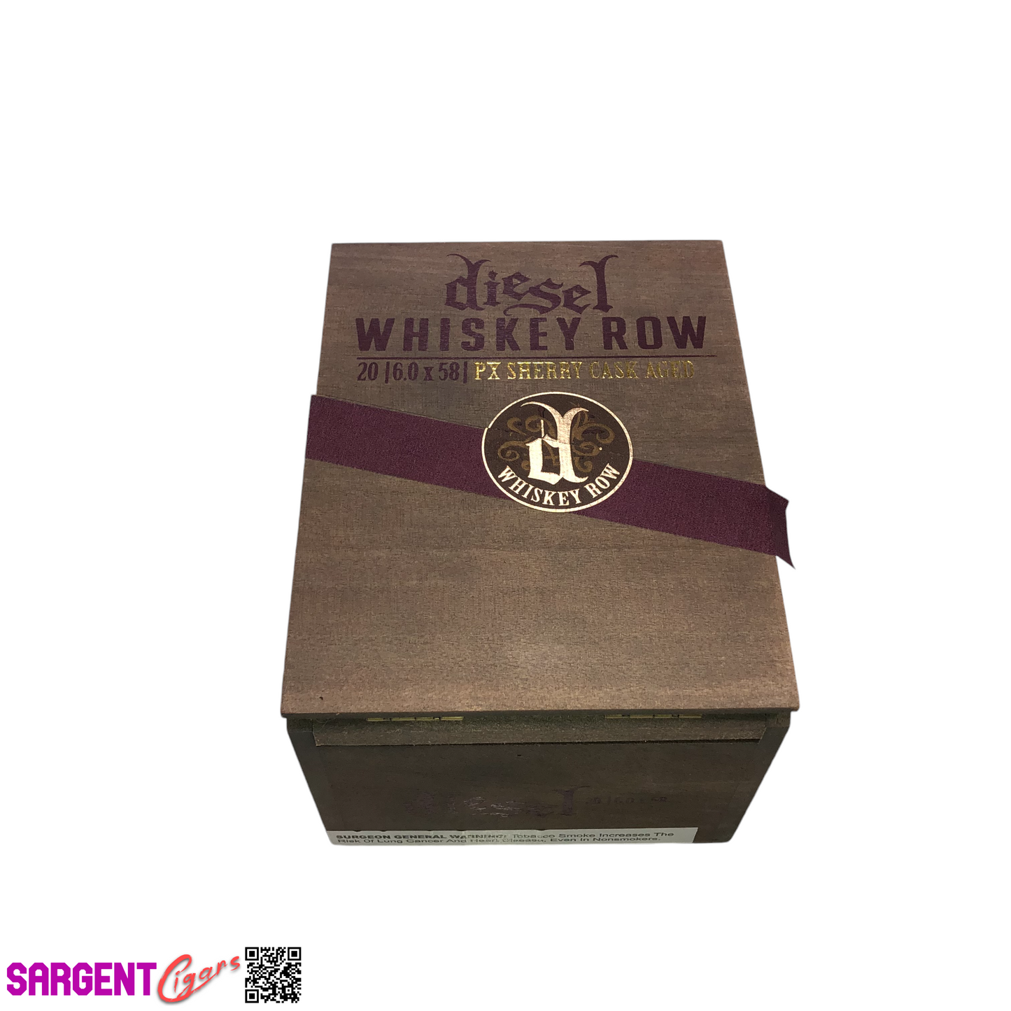 Diesel Whiskey Row Sherry Gigante Empty Wooden Cigar Box 5.25x6.75x4.25