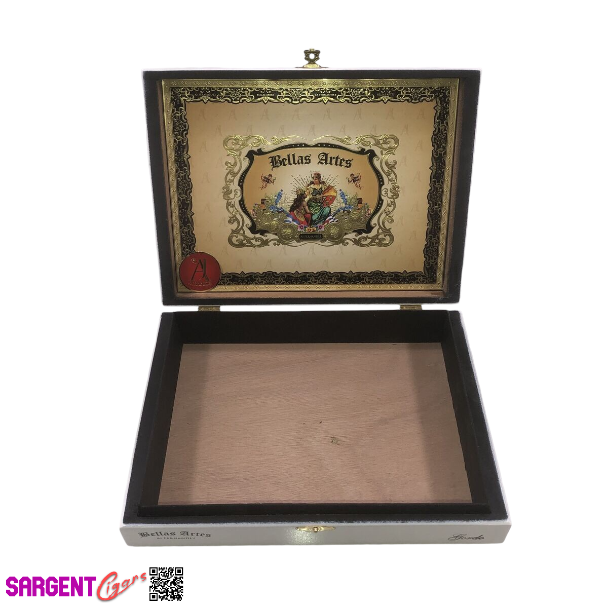 Aj Fernandez Bellas Artes Gordo Empty Wooden Cigar Box 10x7.5x2.25