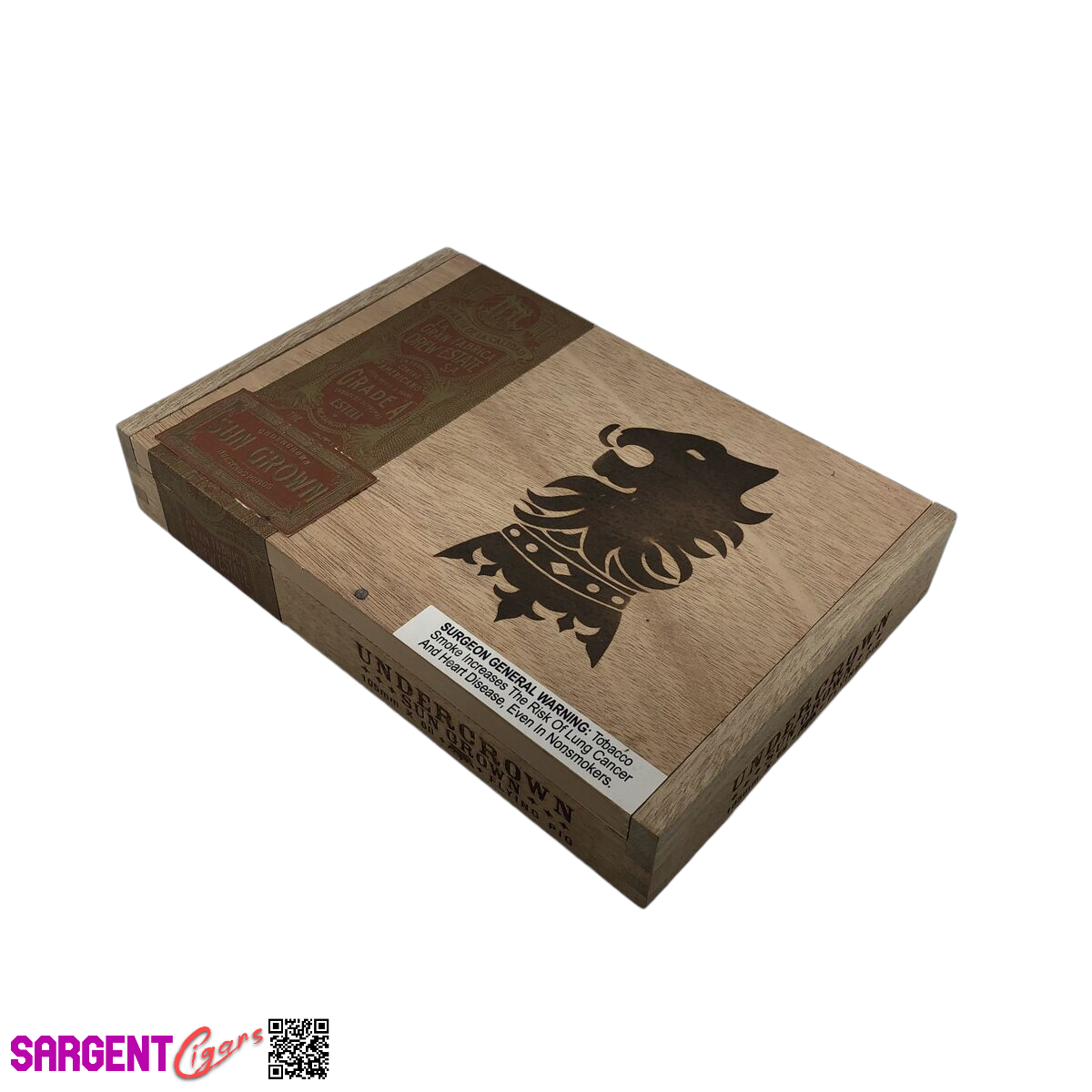 Undercrown Flying Pig Sun Grown Empty Wooden Cigar Box 9.25x6.5x1.75