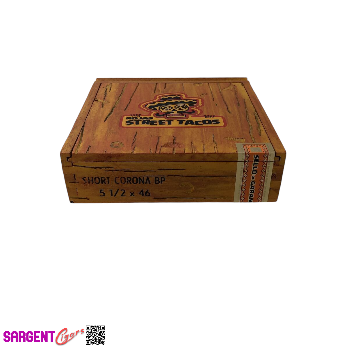 Rojas Orange Street Tacos Corona Empty Wooden Cigar Box 6.5x6.5x2