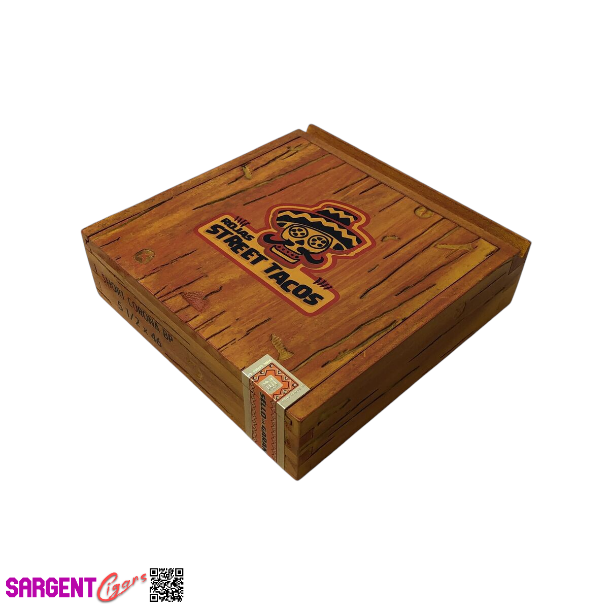 Rojas Orange Street Tacos Corona Empty Wooden Cigar Box 6.5x6.5x2