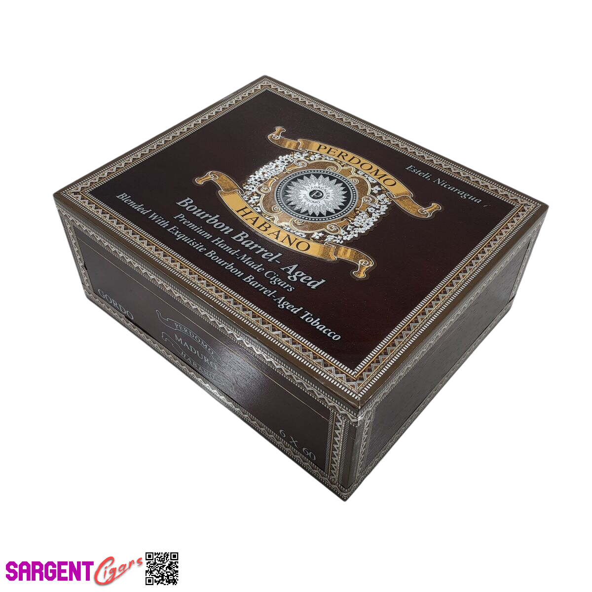 Perdomo Bourbon Barrel Aged Maduro Gordo Empty Wooden Cigar Box 8.5x7x3.5