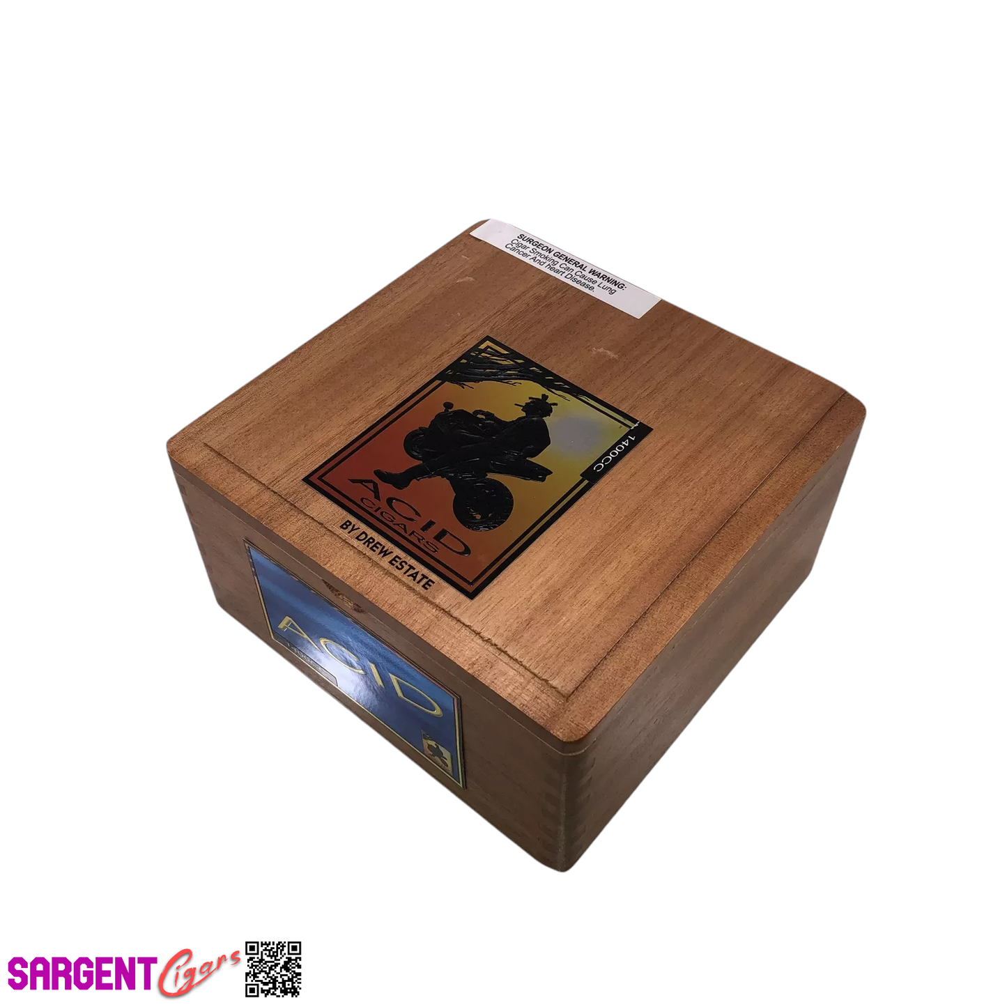 Acid 1400CC Empty Wooden Cigar Box 7.25x7.25x3.75