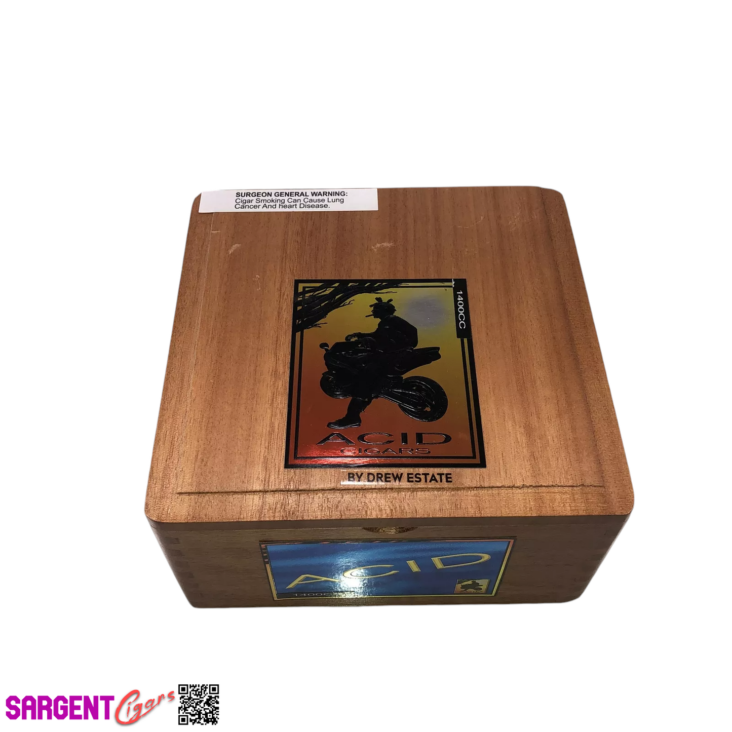 Acid 1400CC Empty Wooden Cigar Box 7.25x7.25x3.75