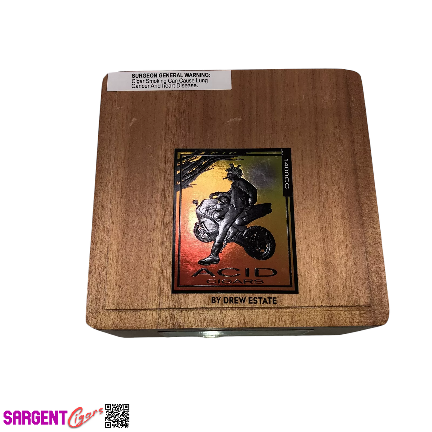 Acid 1400CC Empty Wooden Cigar Box 7.25x7.25x3.75