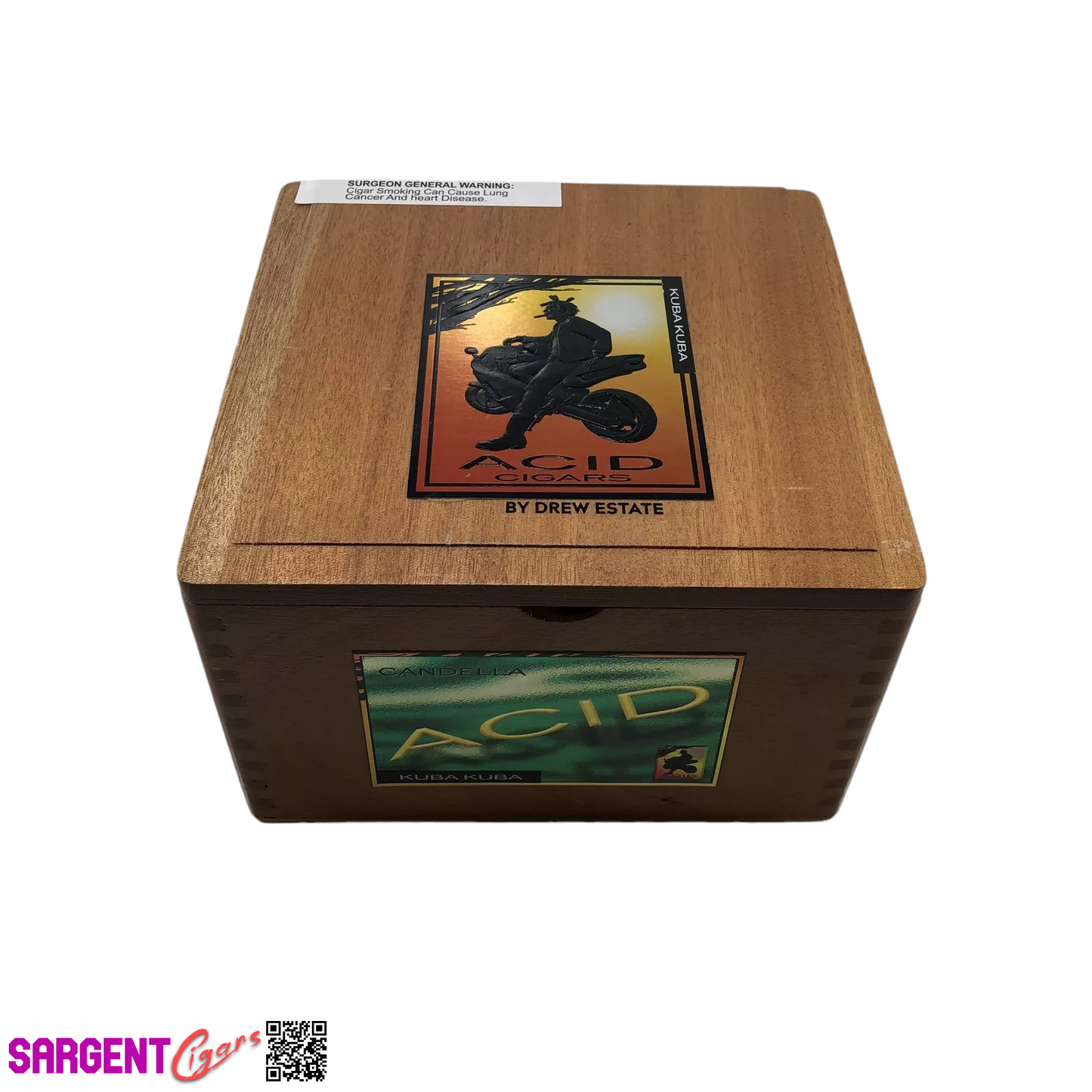 Acid Kuba Kuba Green Empty Wooden Cigar Box 7.25x7.25x4.5