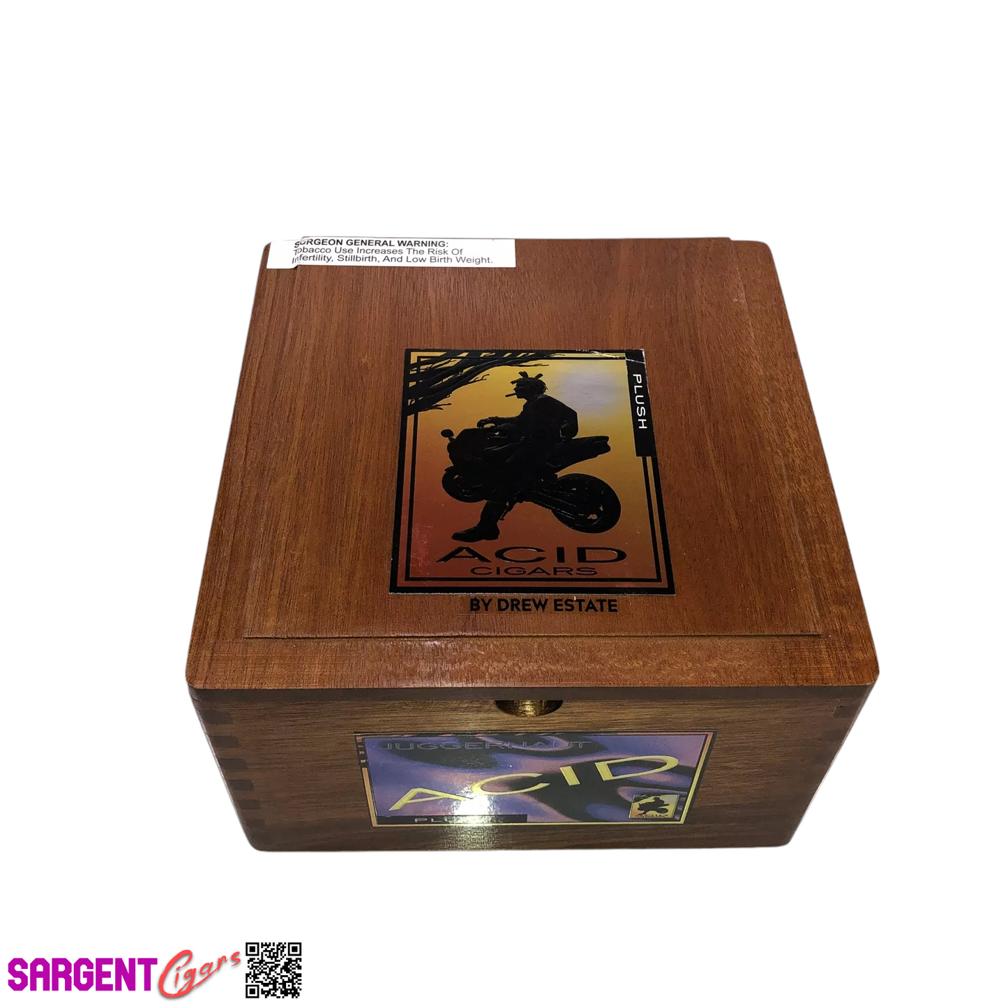 Acid Juggernaut Plush Empty Wooden Cigar Box 7.25x7.25x4.25