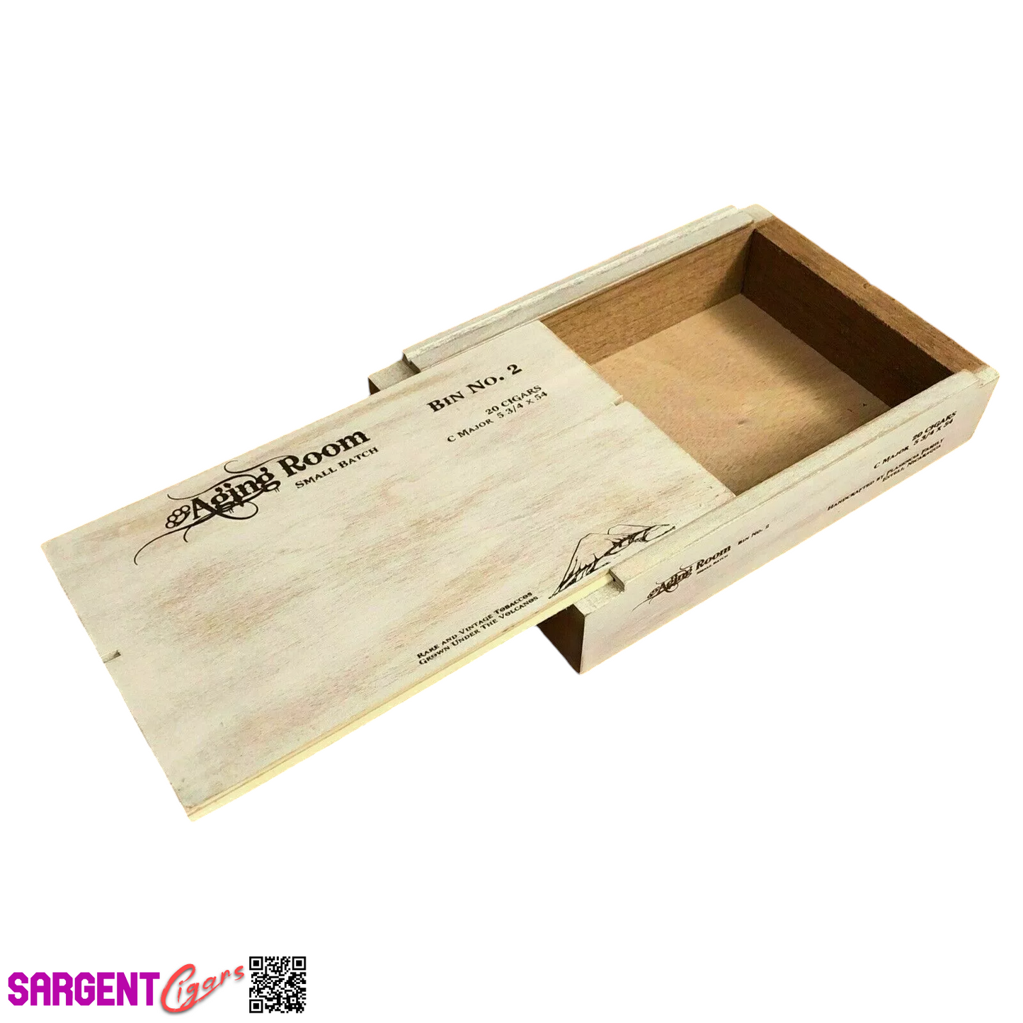 Aging Room Small Batch B Minor Empty Wooden Cigar Box 10x6.5x2