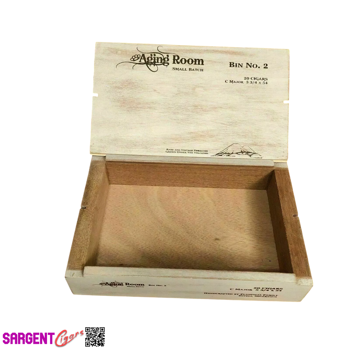 Aging Room Small Batch B Minor Empty Wooden Cigar Box 10x6.5x2