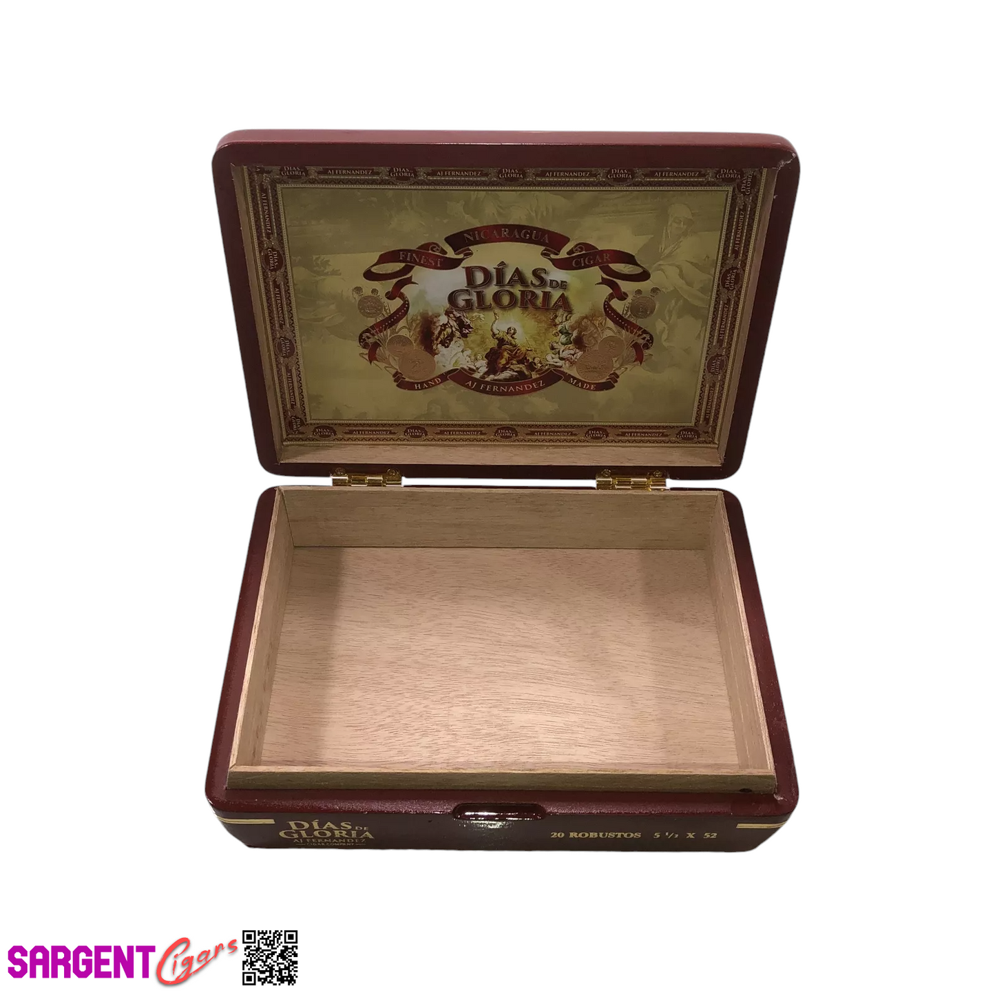 Aj Fernandez Dias De Gloria Robusto Empty Wooden Cigar Box 9.5x6.75x2.5