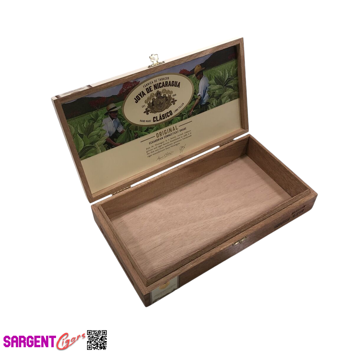 Joya De Nicaragua Clasico Robusto Empty Wooden Cigar Box 11x6x2