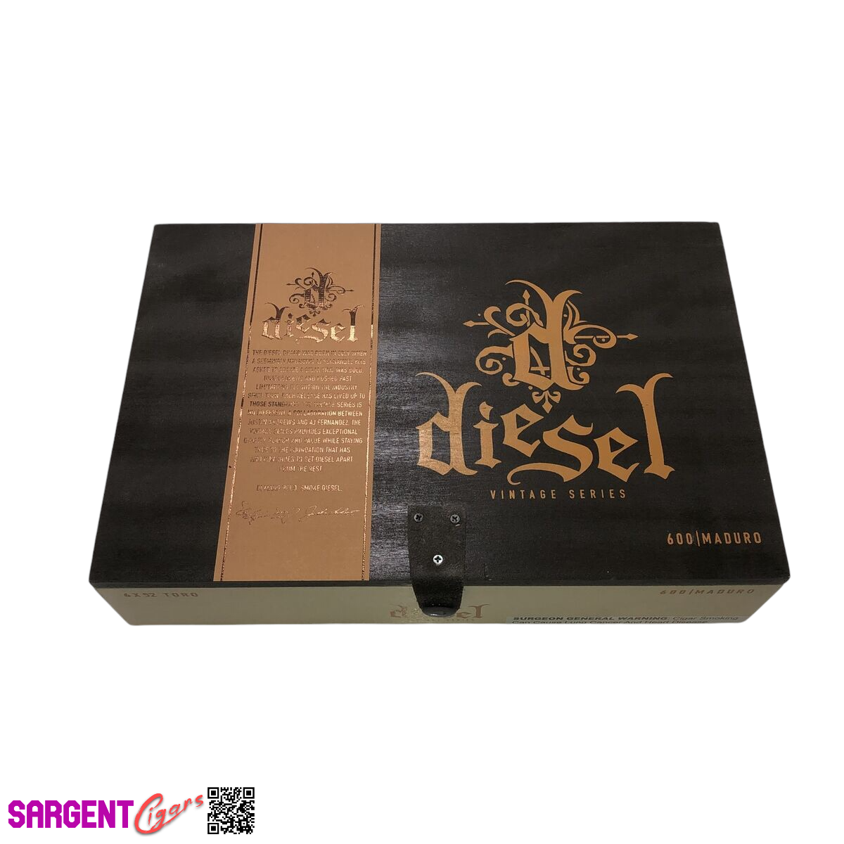 Diesel Vintage Series Toro Empty Wooden Cigar Box 11.25x7.5x2.5 (1)