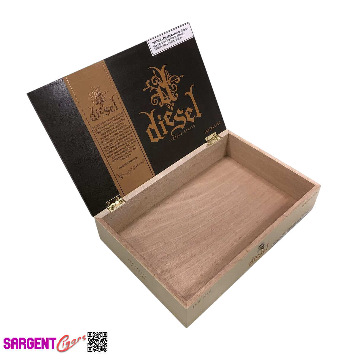 Diesel Vintage Series Toro Empty Wooden Cigar Box 11.25x7.5x2.5 (1)