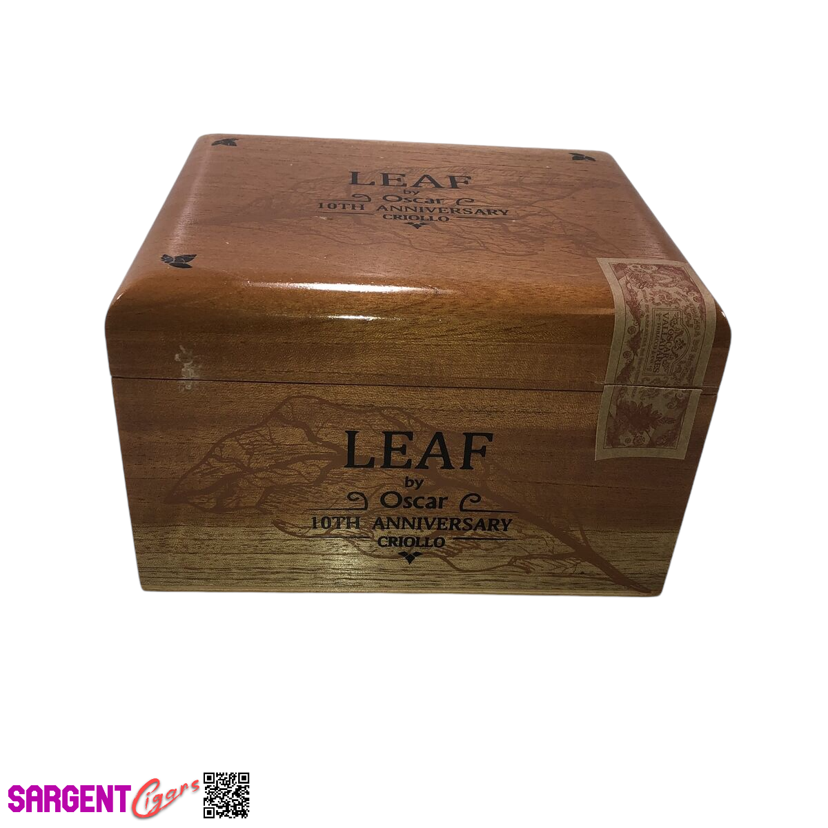 Oscar Valladares Leaf 10th Anniversary Empty Wooden Cigar Box 7.5x5.75x4.5