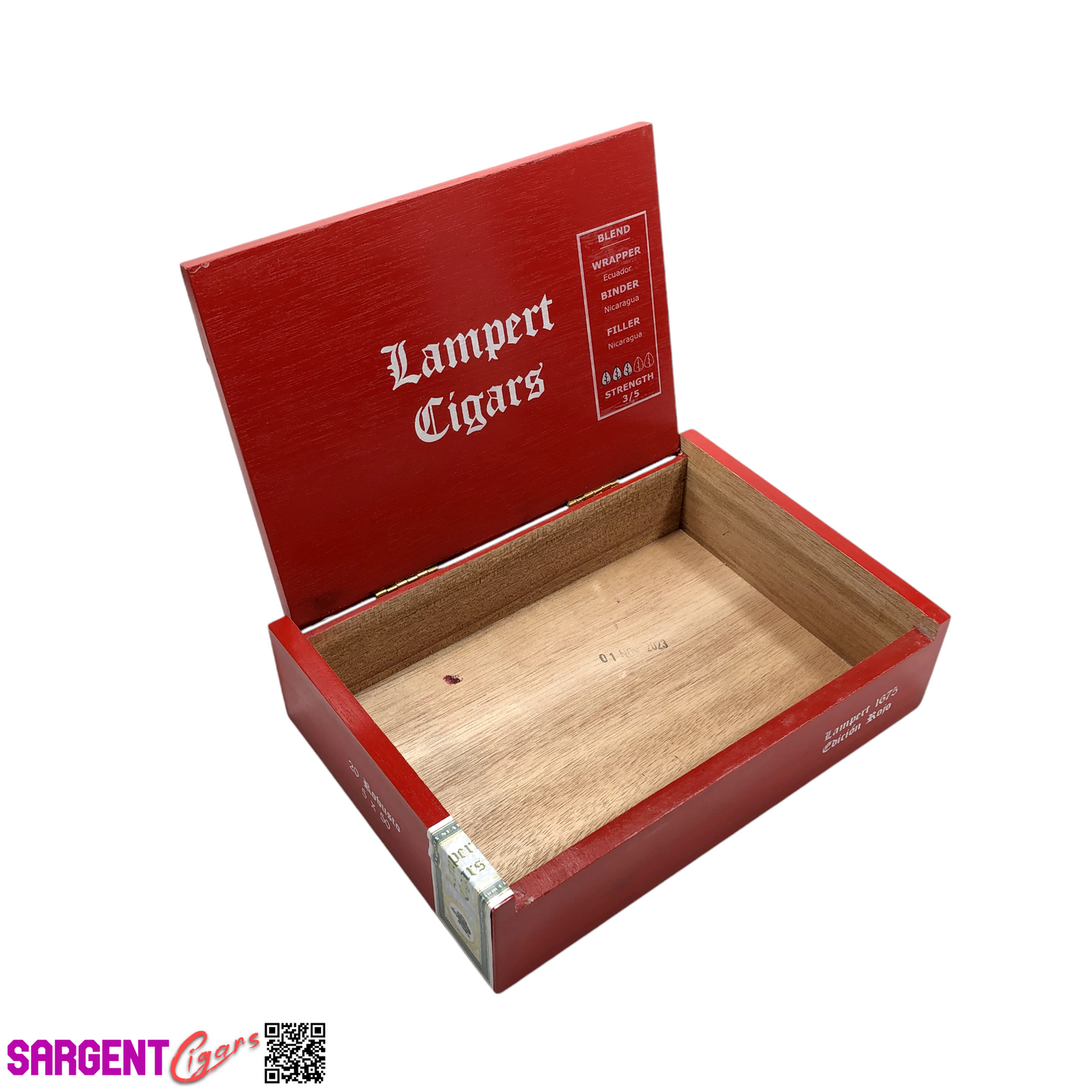 Lampert 1675 Robusto Empty Wooden Cigar Box 8.25x5.75x2