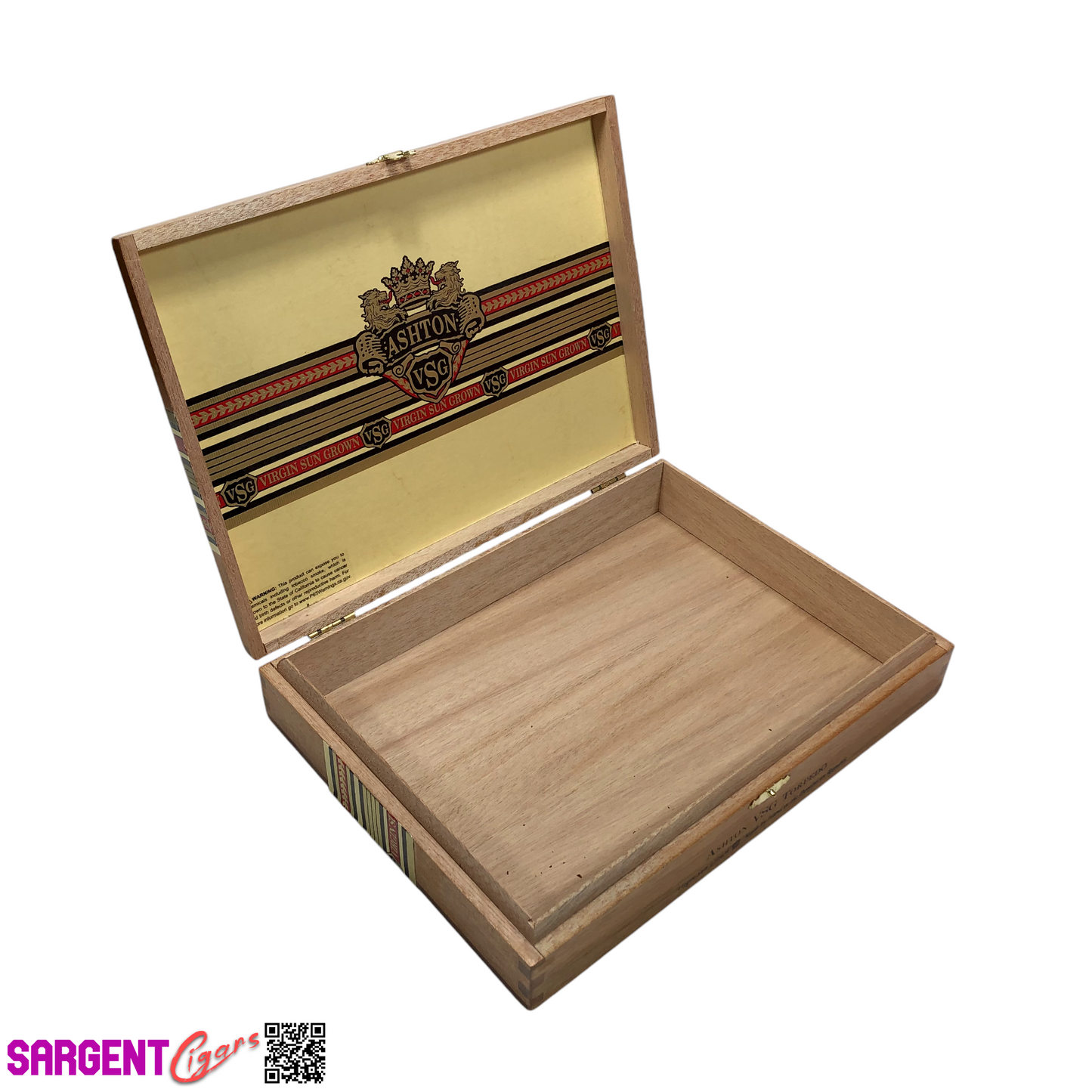 Ashton VSG Torpedo Empty Wooden Cigar Box 10.25x7.75x2.25