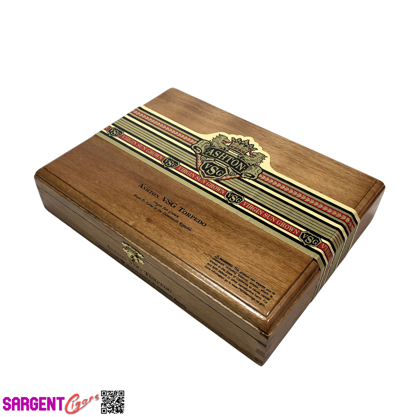 Ashton VSG Torpedo Empty Wooden Cigar Box 10.25x7.75x2.25