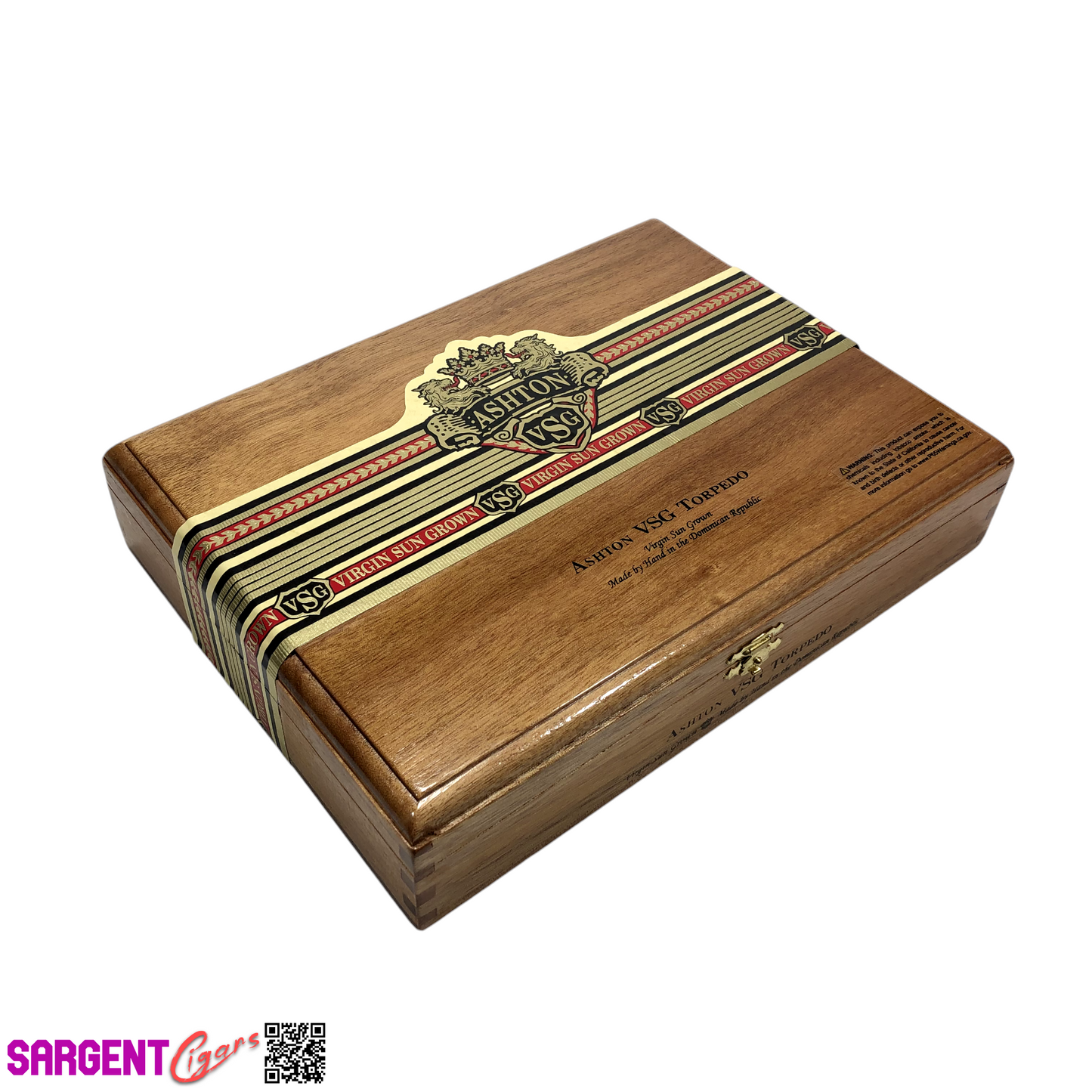 Ashton VSG Torpedo Empty Wooden Cigar Box 10.25x7.75x2.25