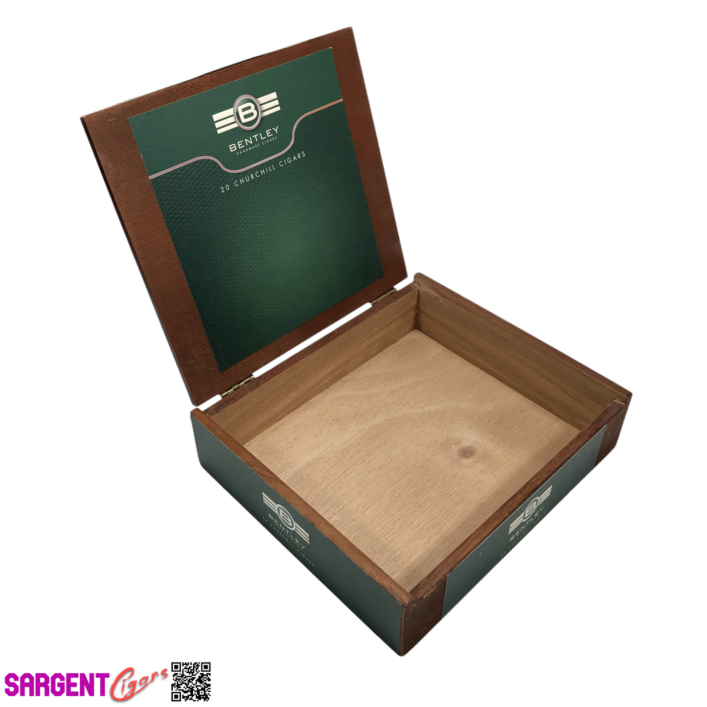 Bentley Churchill Empty Wooden Cigar Box 9x7.75x2