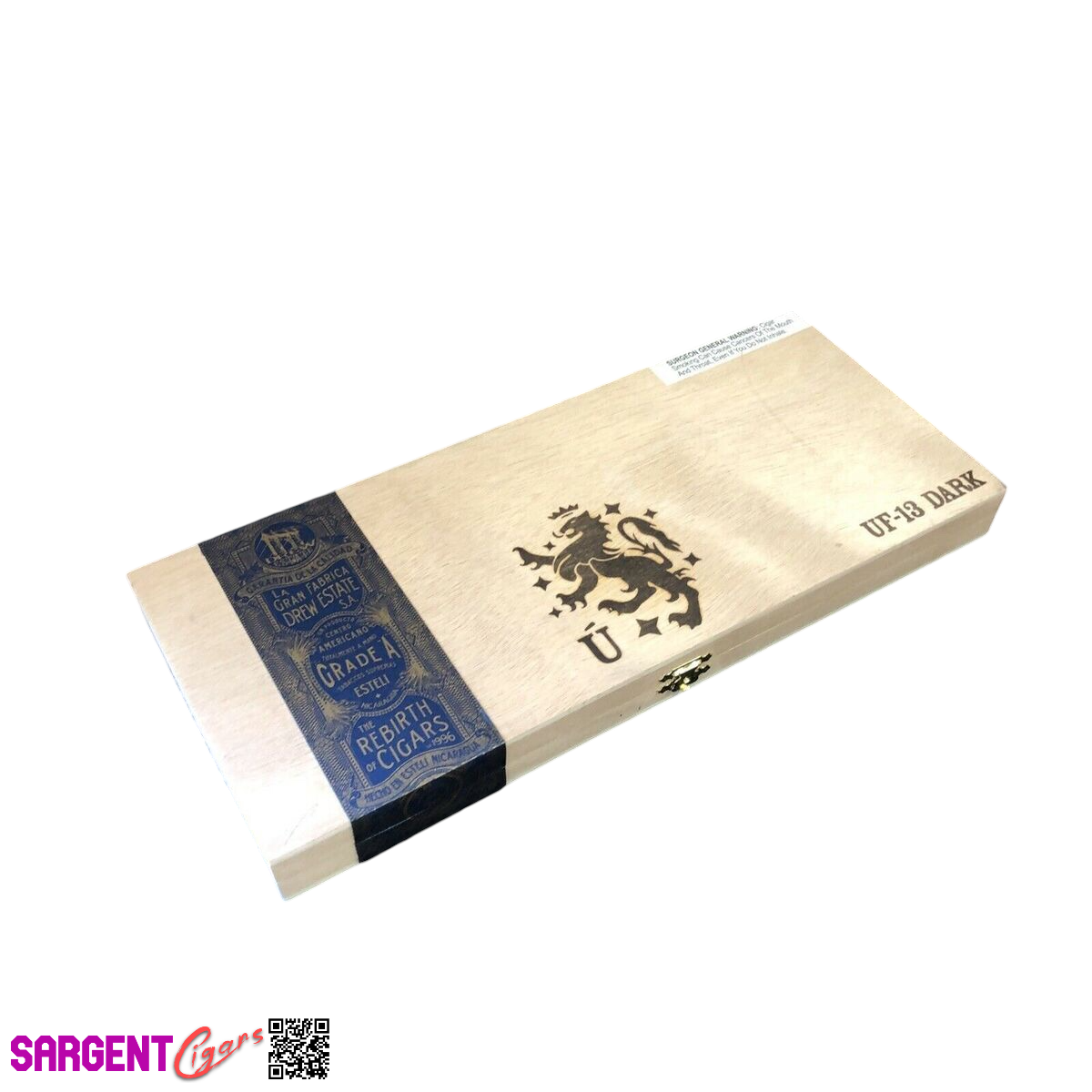 Liga Privada UF13 Dark Empty Wooden Cigar Box 13.75x6x1.25