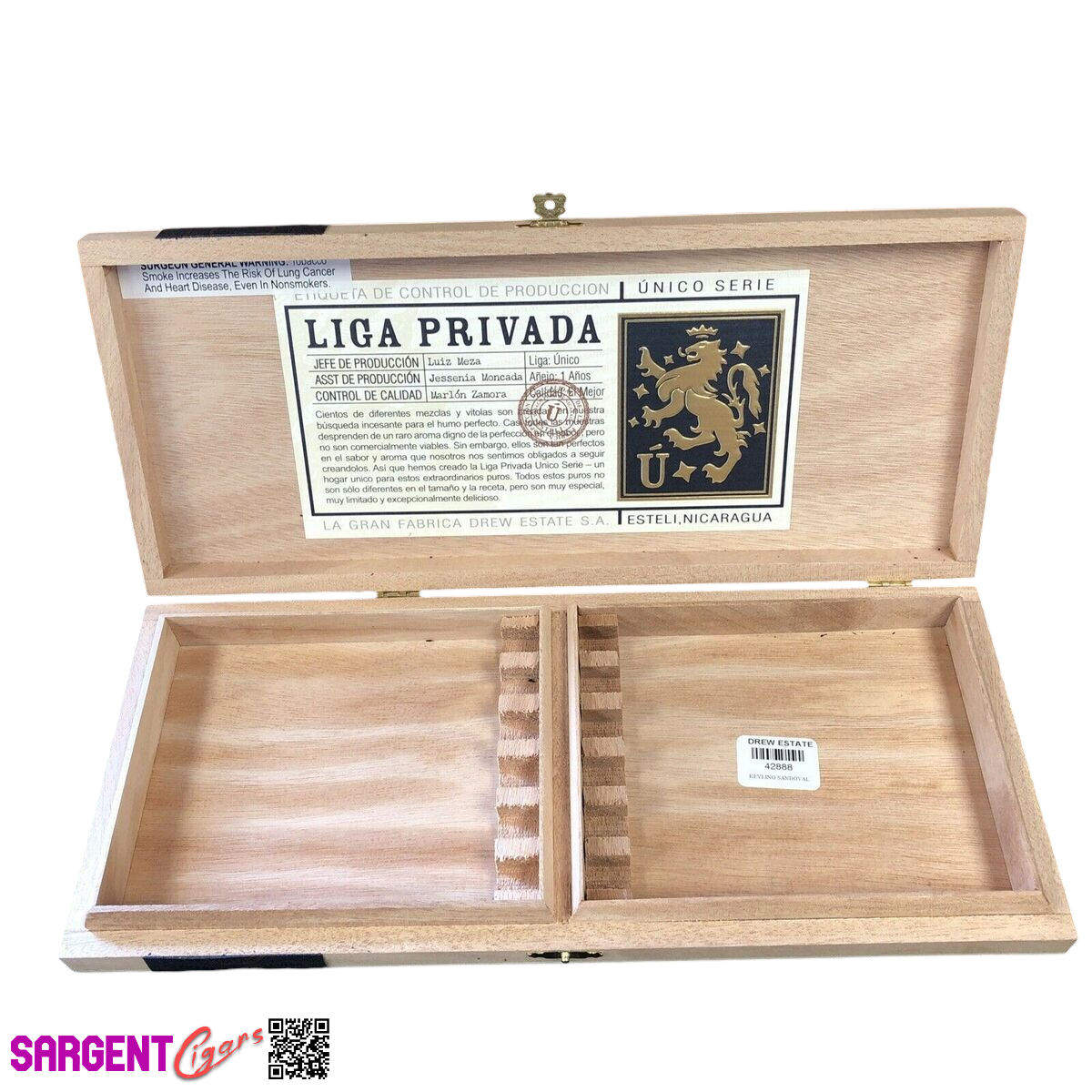 Liga Privada UF13 Dark Empty Wooden Cigar Box 13.75x6x1.25