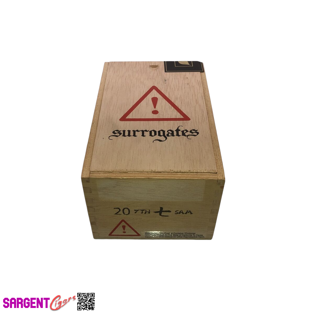 Surrogates SAM Empty Wooden Cigar Box 4.5x7.25x3.5