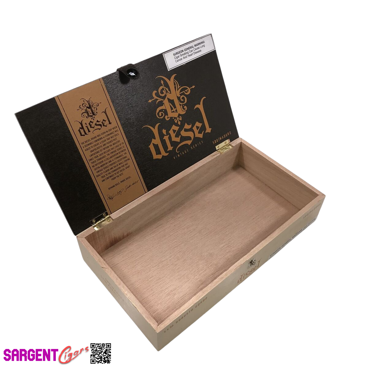 Diesel Vintage Series Robusto Empty Wooden Cigar Box 12x6.75x2.5 (1)