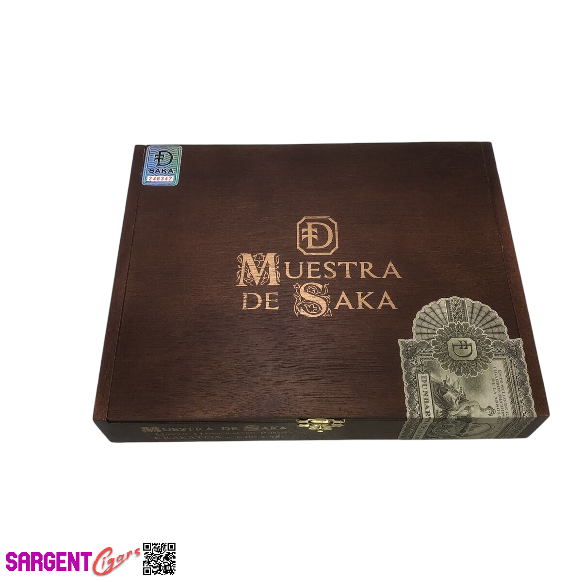 Muestra De Saka Krakatoa Empty Wooden Cigar Box 9.5x7.5x1.5