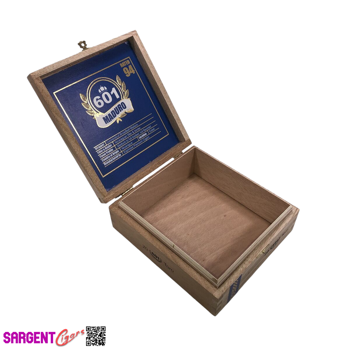 Espinosa 601 Maduro Toro Empty Wooden Cigar Box 6.75x7.5x2.5
