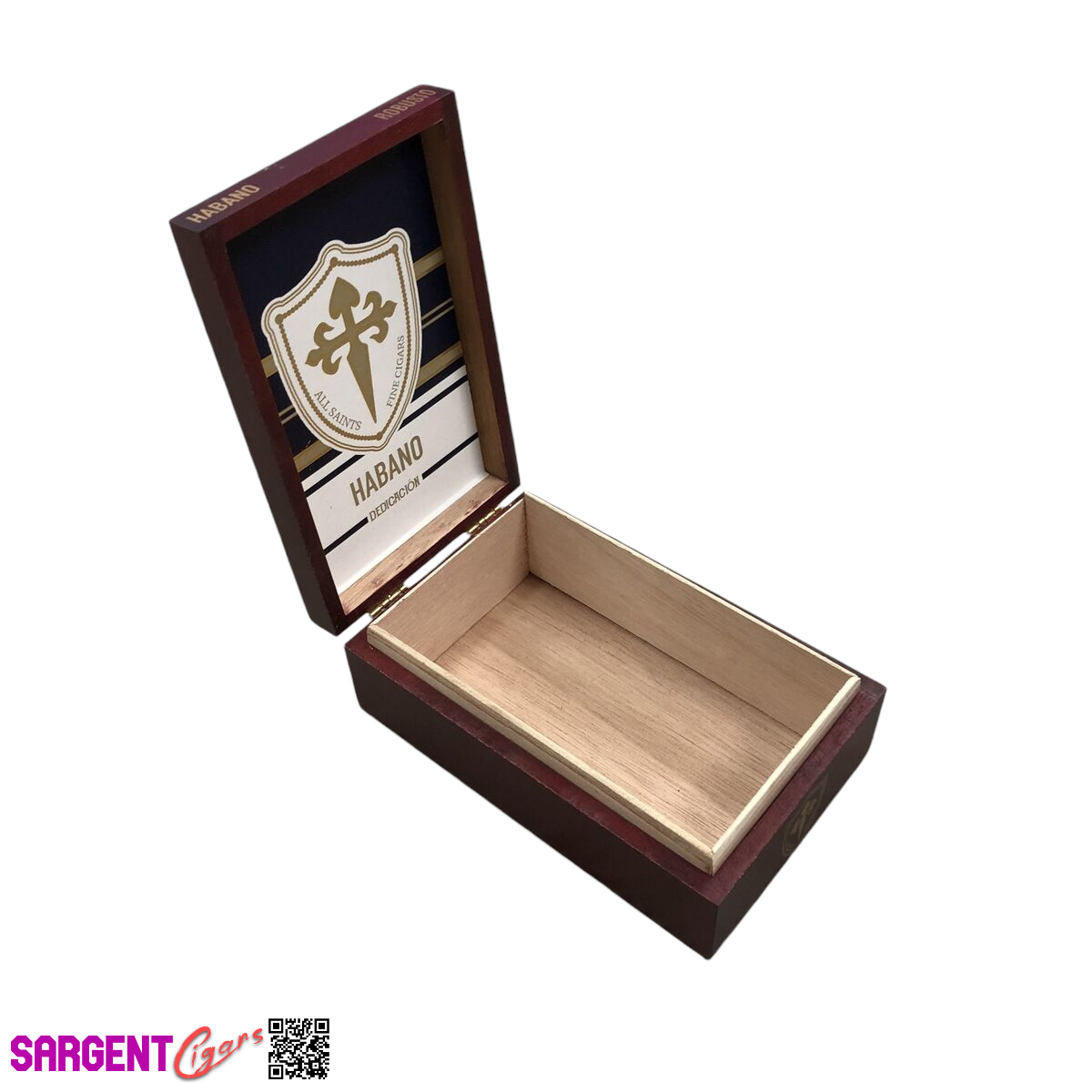 All Saints Cigars Dedication Hab Robusto Empty Wooden Cigar Box 4x6.5x2