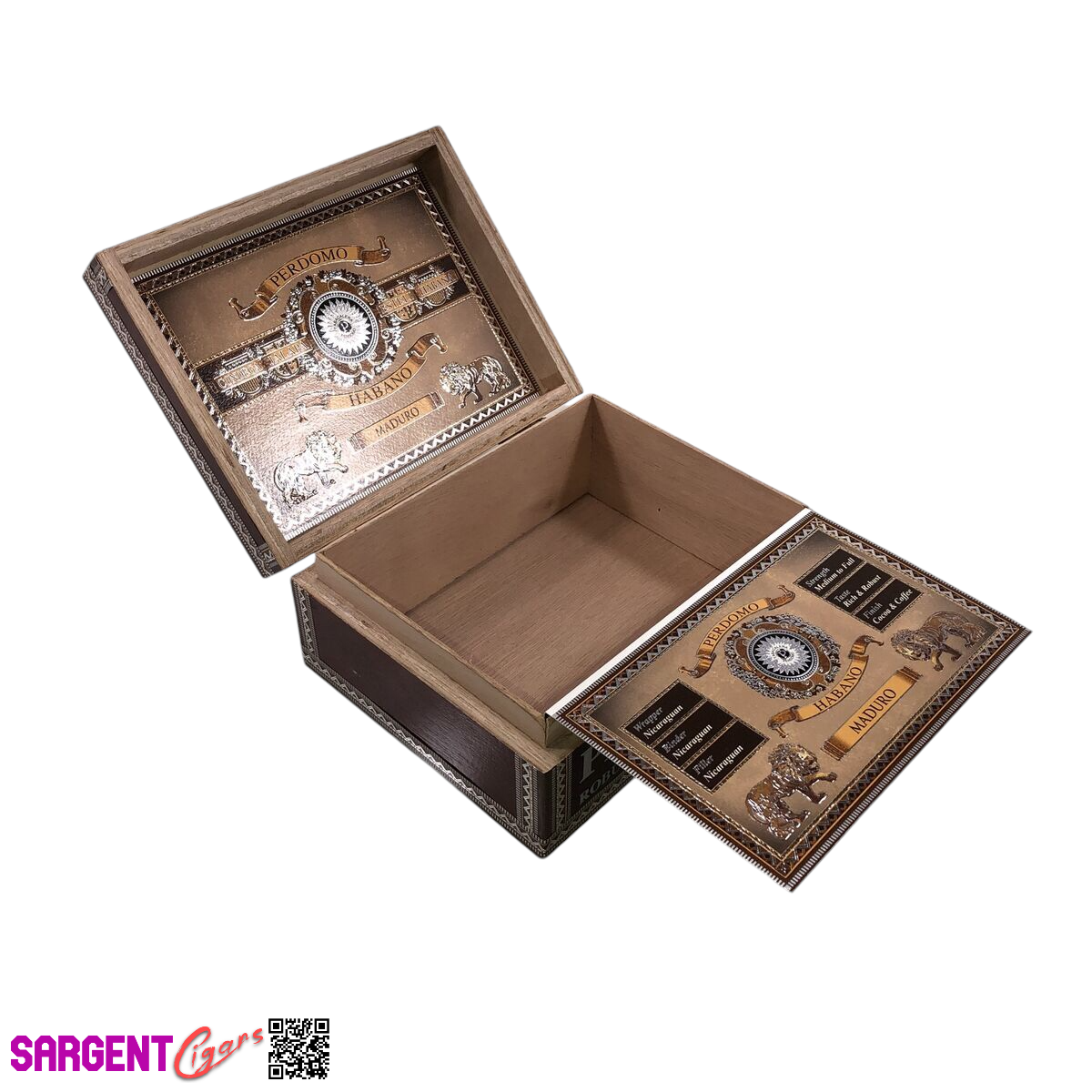 Perdomo Bourbon Barrel Aged Maduro Robusto Empty Wooden Cigar Box 7.75x6x3