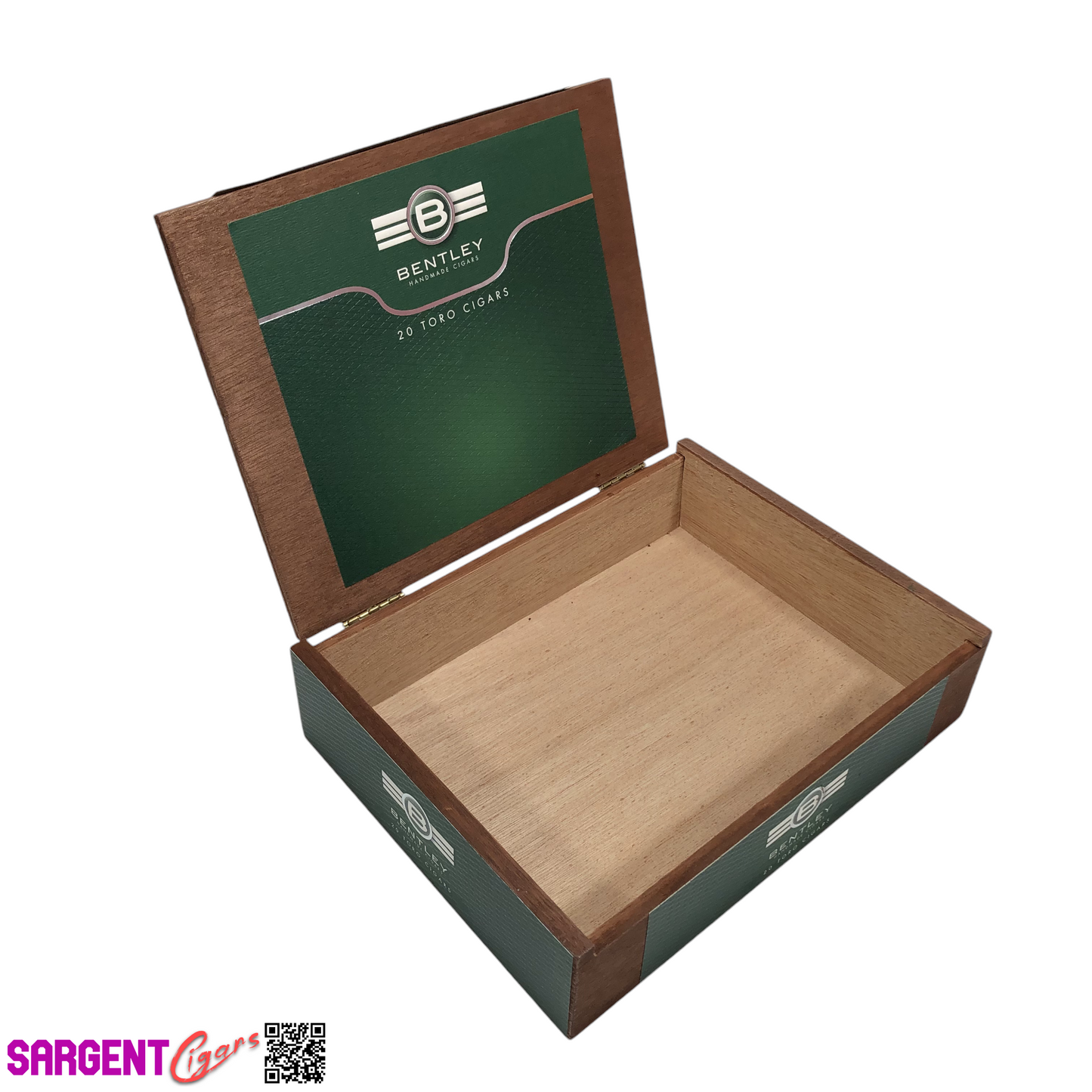 Bentley Toro Empty Wooden Cigar Box 8.75x6.75x2