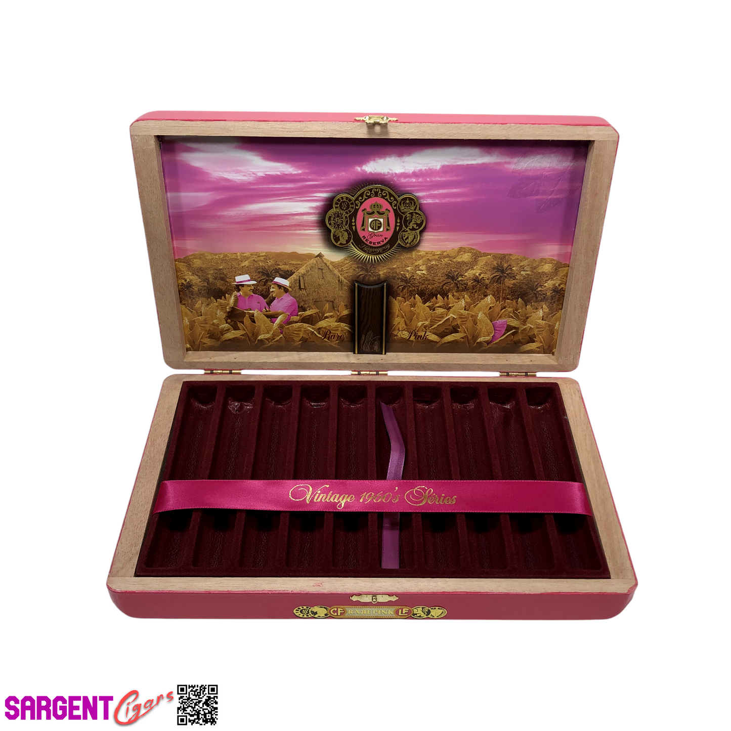 Arturo Fuente Opus X Rare Pink Happy Ending Empty Wooden Cigar Box 11x6.75x1.75