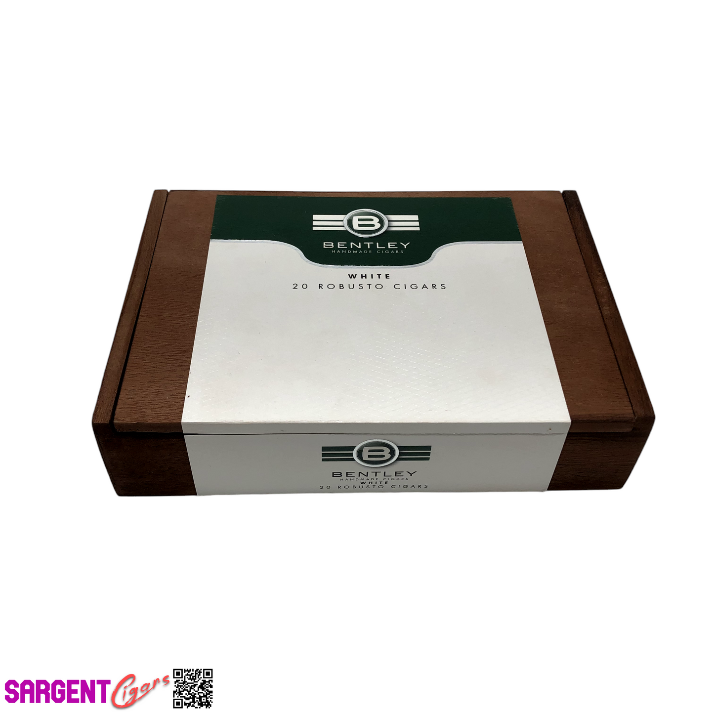 Bentley White Robusto Empty Wooden Cigar Box 8.5x6x2