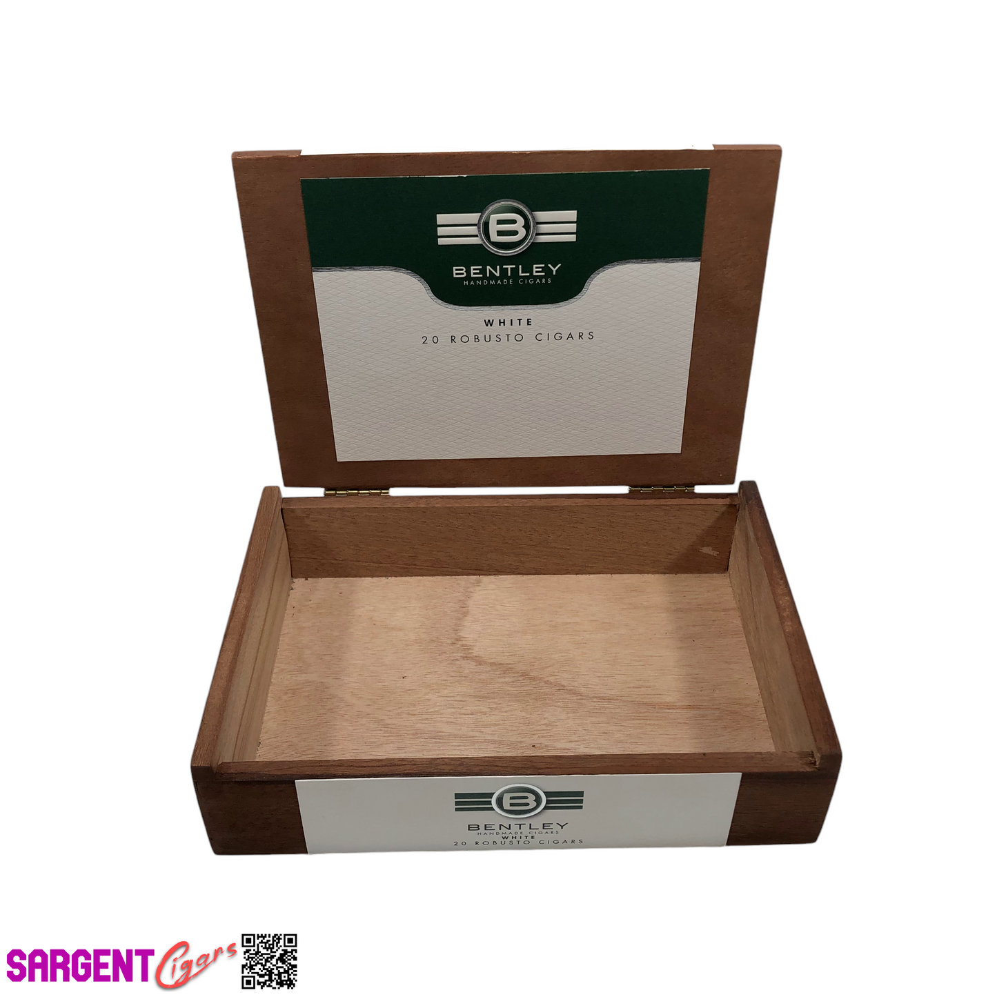 Bentley White Robusto Empty Wooden Cigar Box 8.5x6x2