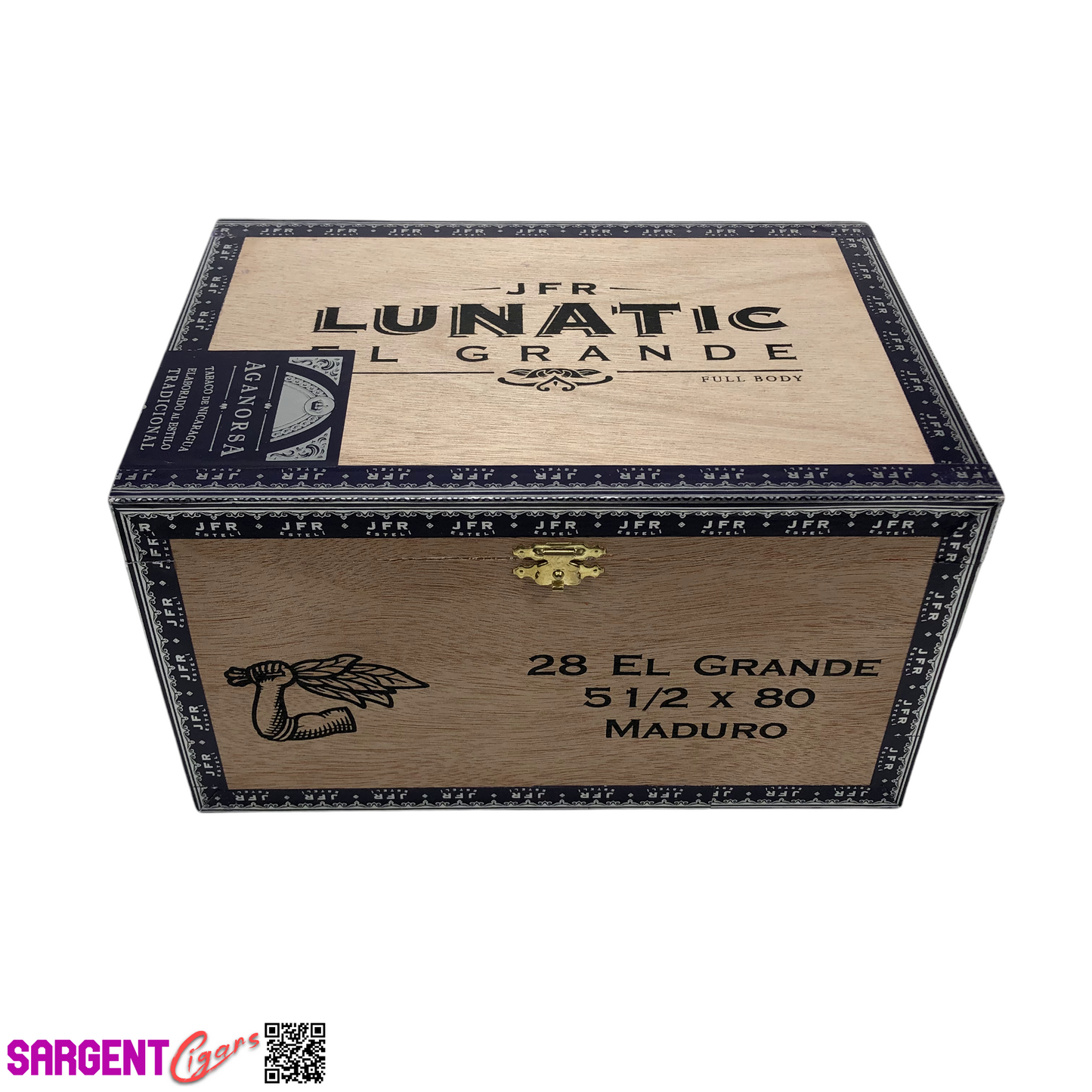 JFR Lunatic El Grande Empty Wooden Cigar Box 9.25x6.5x5.25