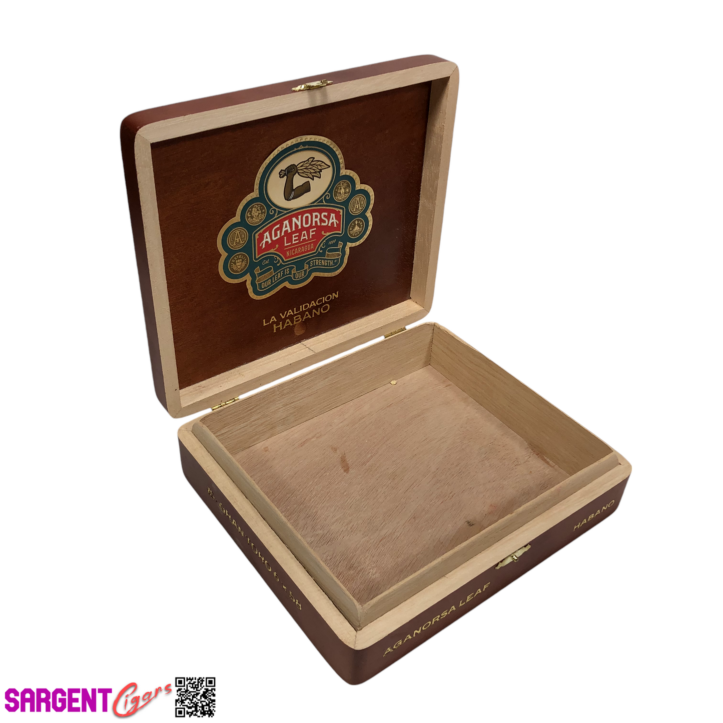 Aganorsa Leaf Validacion Hab Gran Toro Empty Wooden Cigar Box 8.25x7.25x2