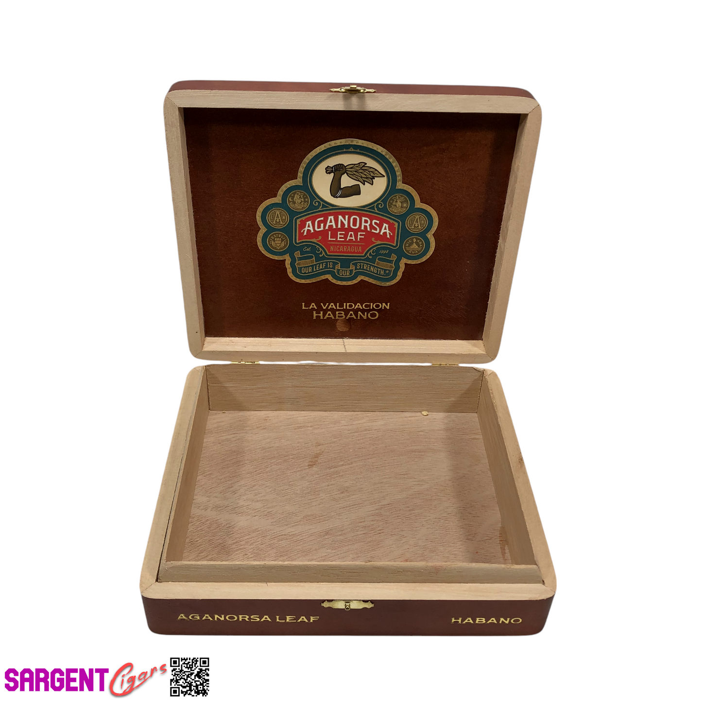 Aganorsa Leaf Validacion Hab Gran Toro Empty Wooden Cigar Box 8.25x7.25x2