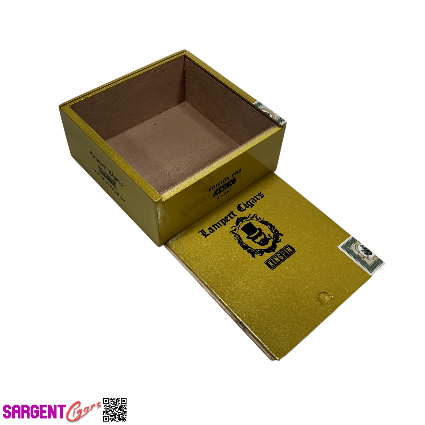 Lampert Edicion Oro Empty Wooden Cigar Box 5.5x5.25x2.25