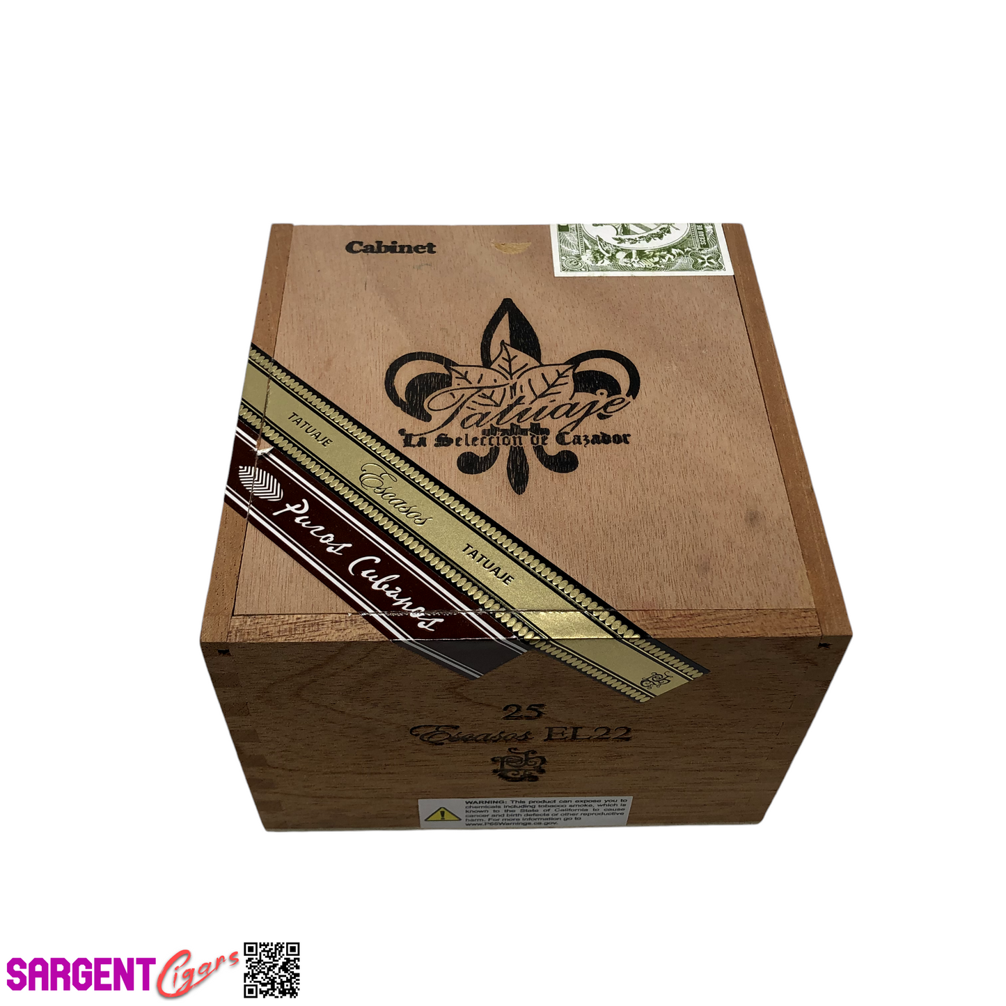 Tatuaje Cabinet Escasos EL22 Empty Wooden Cigar Box 5.5x5.75x4