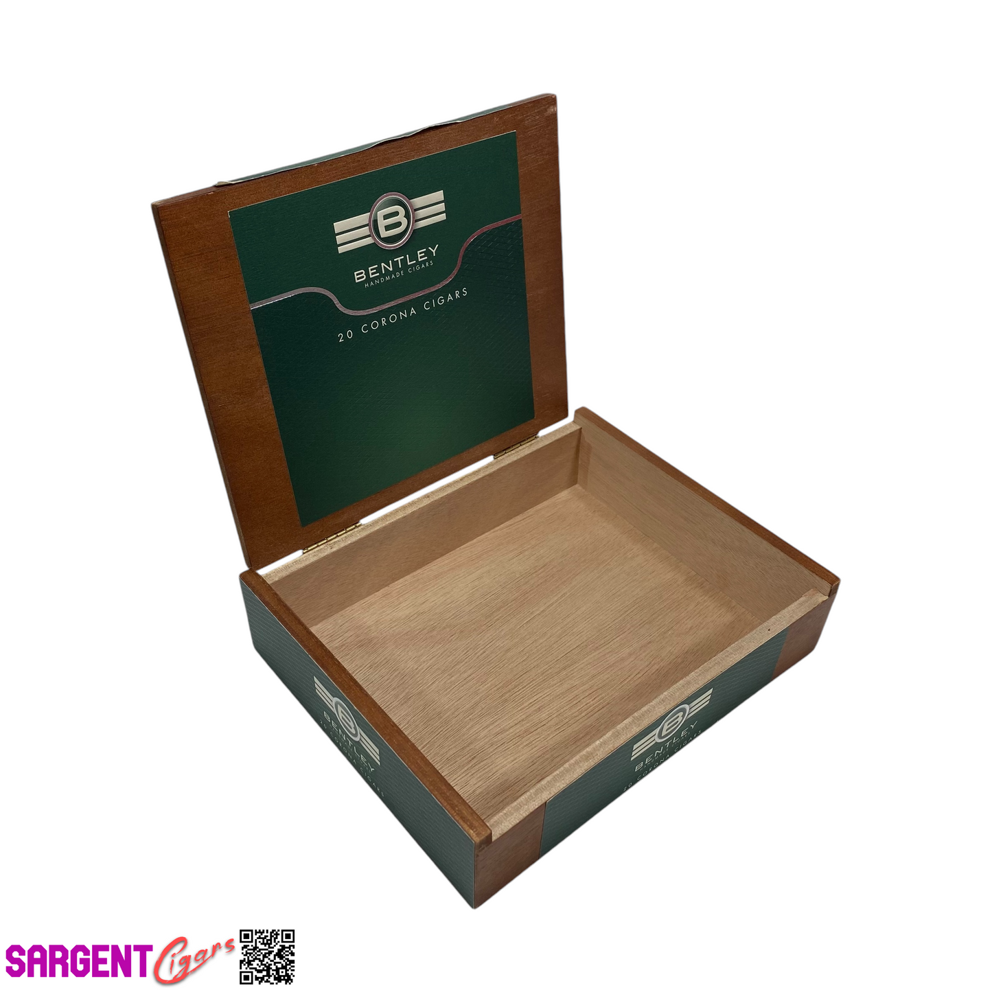 Bentley Corona Empty Wooden Cigar Box 7.75x6.25x2