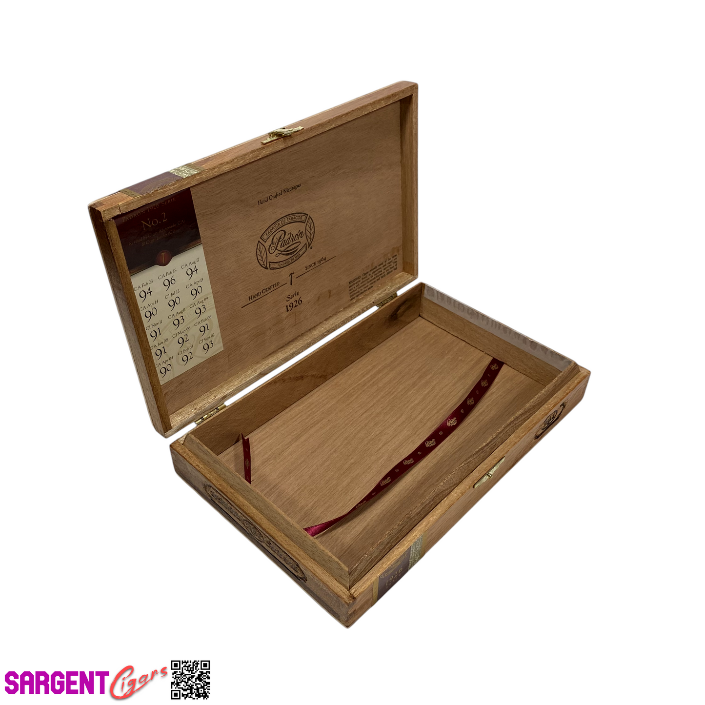 Padron 1926 No2 Empty Wooden Cigar Box 10.25x6.5x1.75