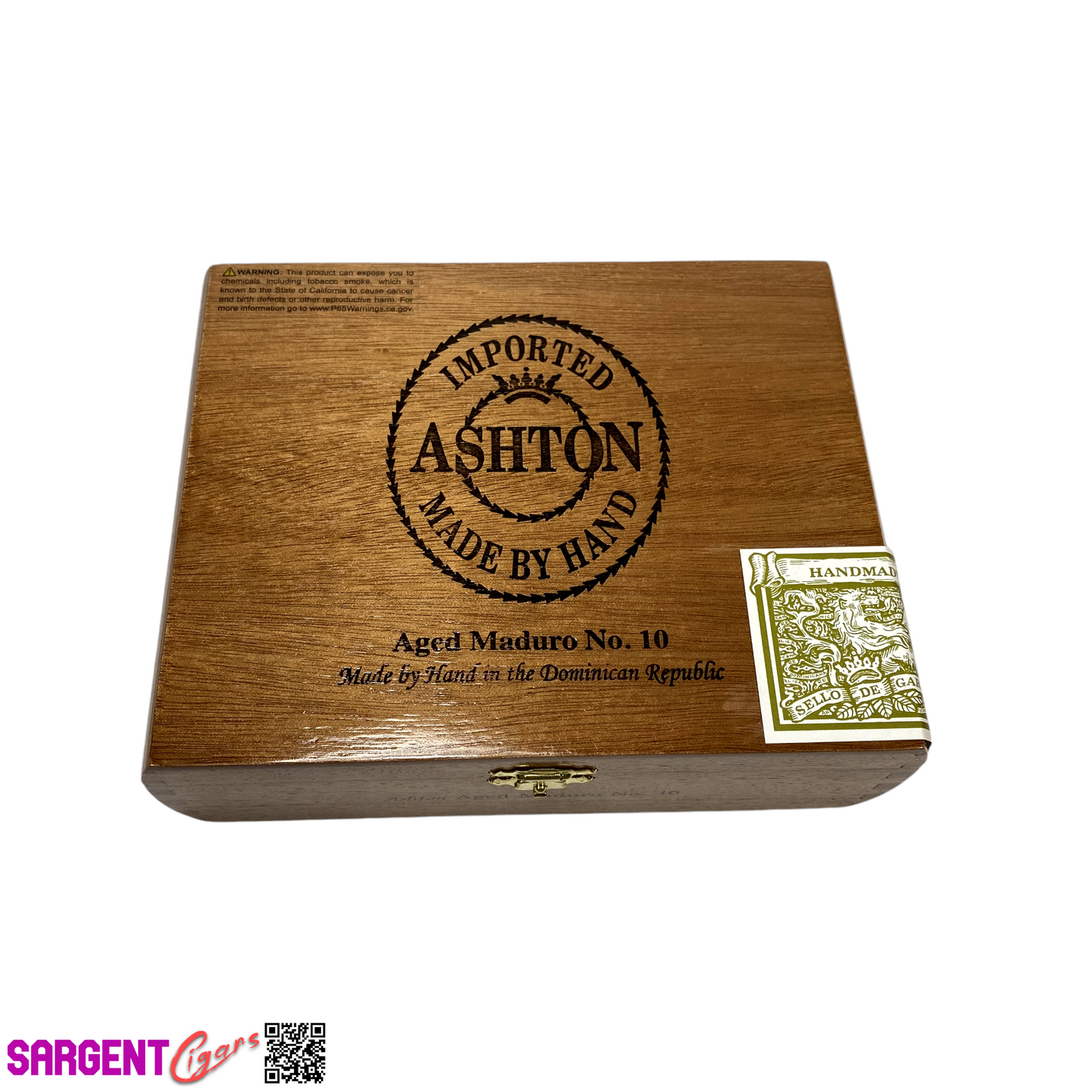 Ashton Classic Maduro No10 Empty Wooden Cigar Box 7.5x5.75x2.5