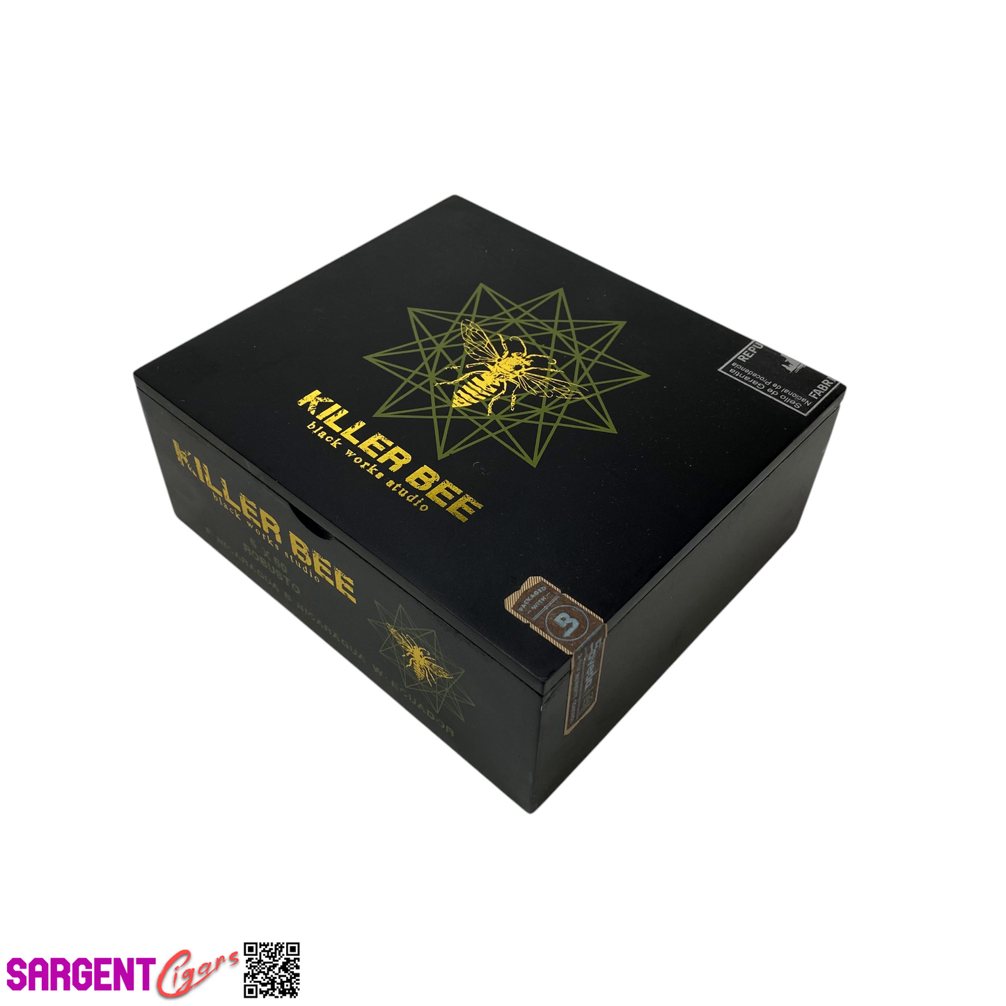 Killer Bee Robusto Empty Wooden Cigar Box 7x6x2.75