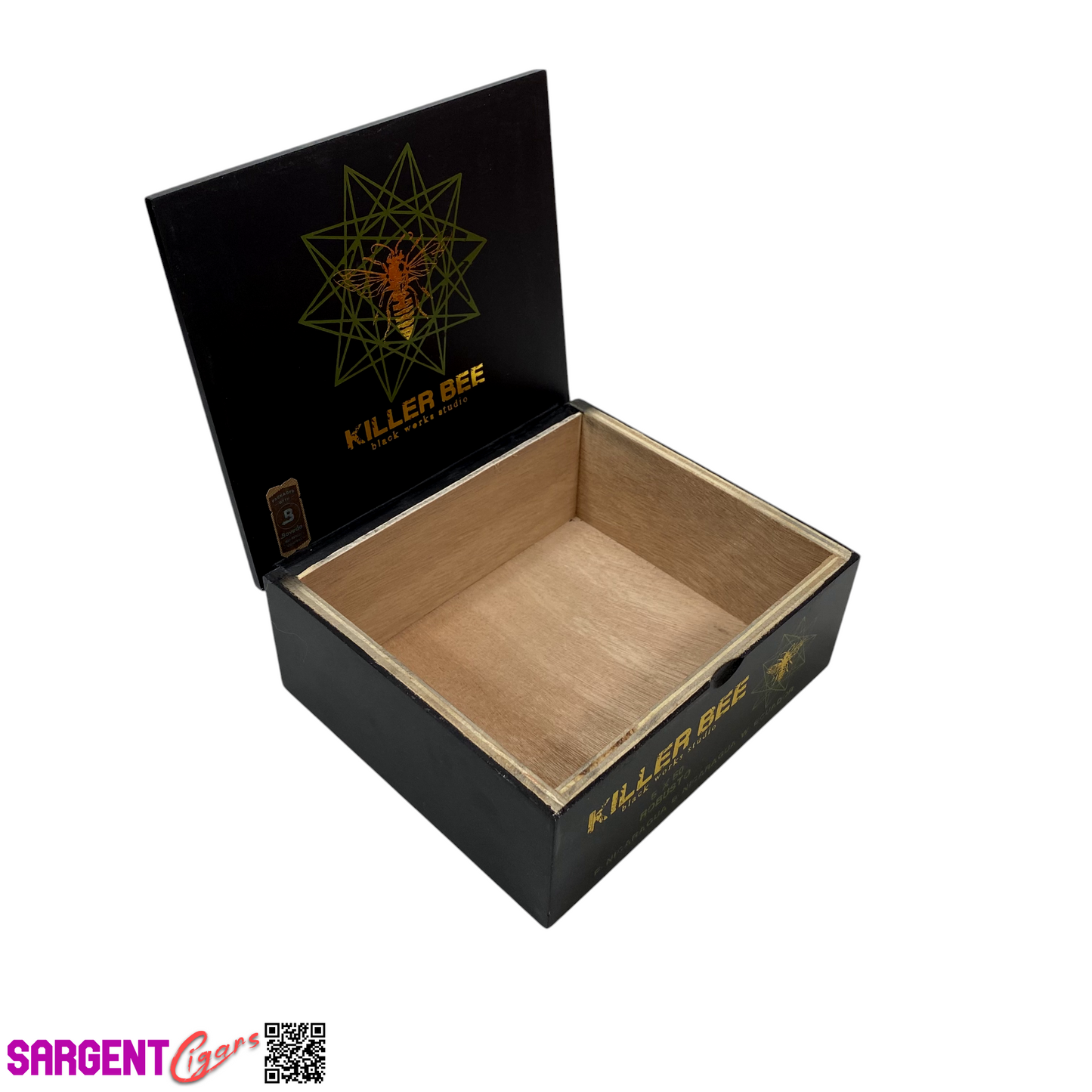 Killer Bee Robusto Empty Wooden Cigar Box 7x6x2.75