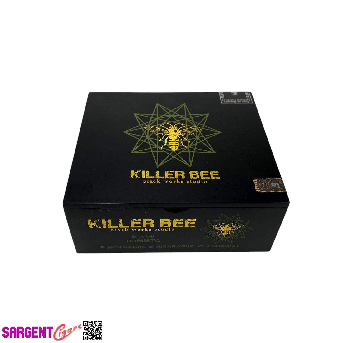 Killer Bee Robusto Empty Wooden Cigar Box 7x6x2.75