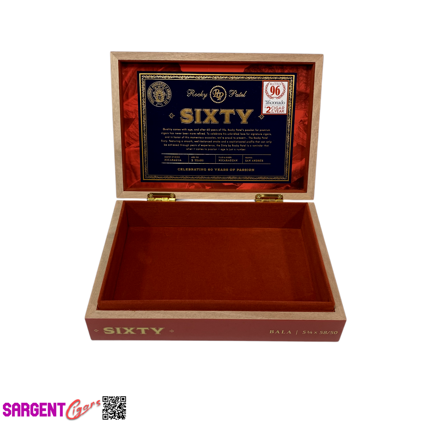 Rocky Patel Sixty Bala Empty Wooden Cigar Box 10x7x2.25